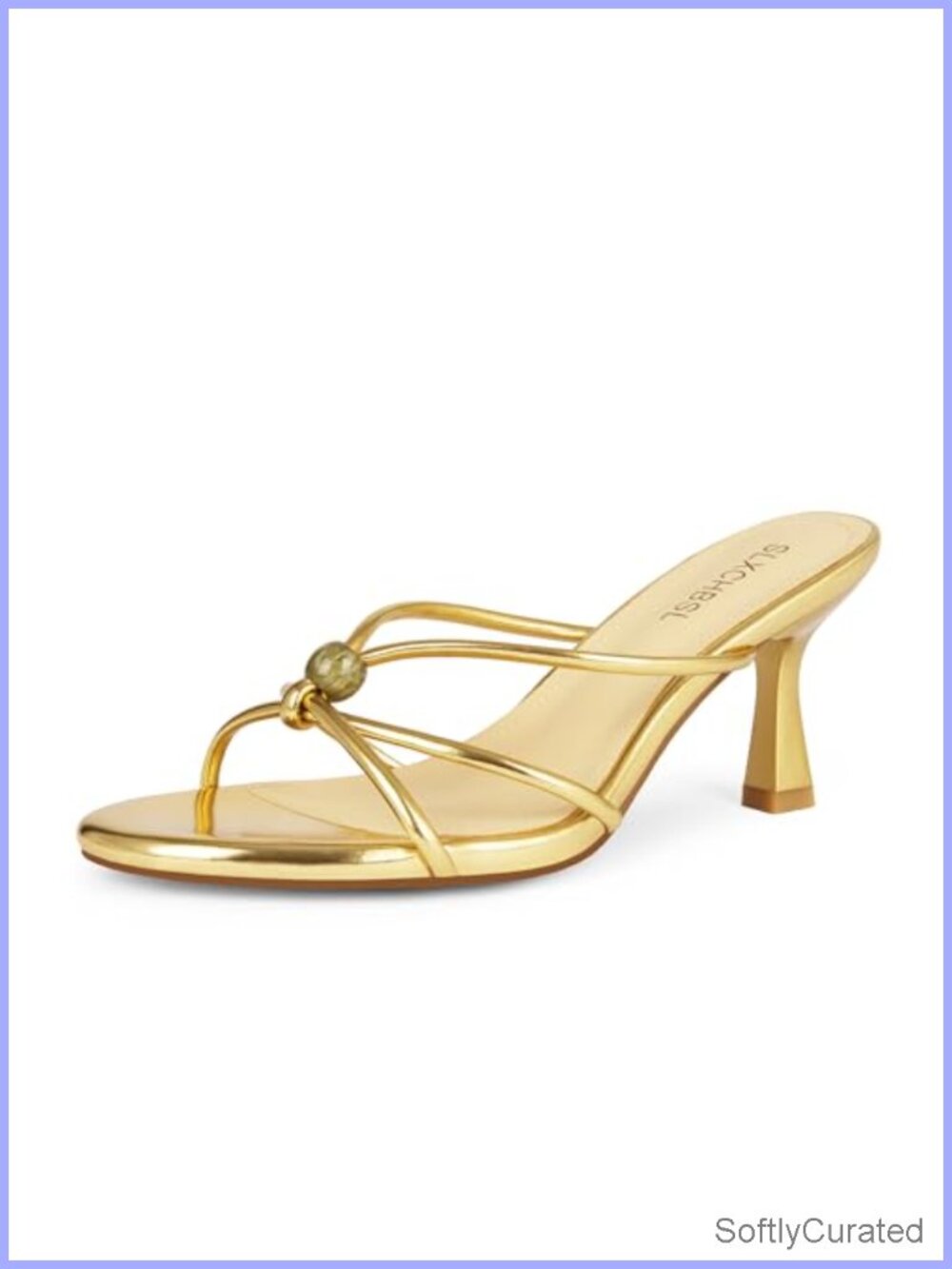 Beaded Slip On Kitten Heel Sandals Open Toe Slingback Heels for Women
